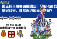 国王杯半决赛硝烟四起！马略卡迎战皇家社会，谁能晋级国王杯决赛？