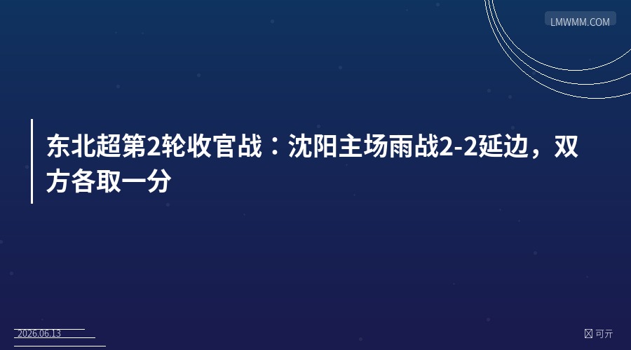 东北超第2轮收官战：沈阳主场雨战2-2延边，双方各取一分